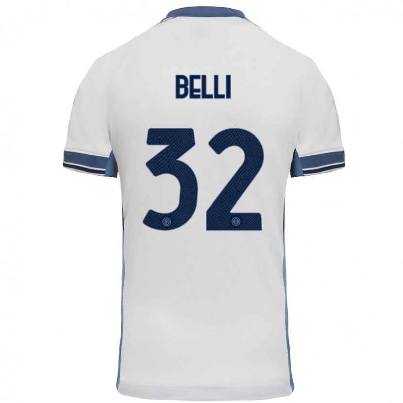 Danxen Men Elena Belli #32 White Grey Away Jersey 2024/25 T-Shirt