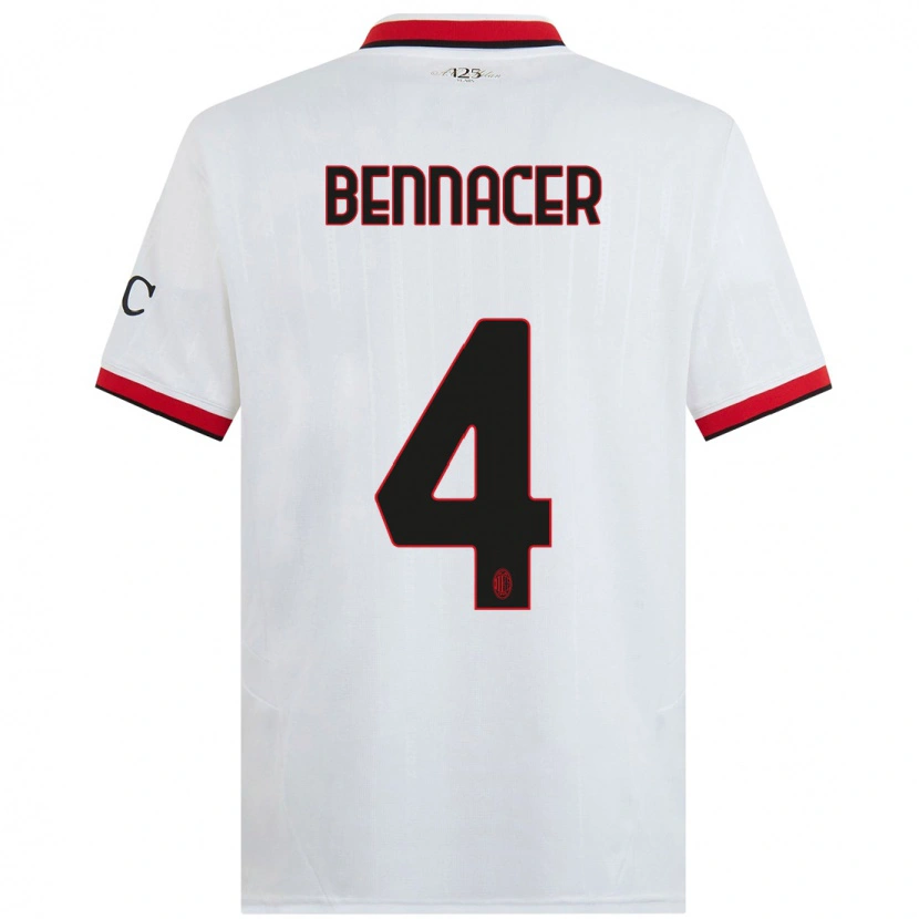 Danxen Men Ismaël Bennacer #4 White Black Red Away Jersey 2024/25 T-Shirt