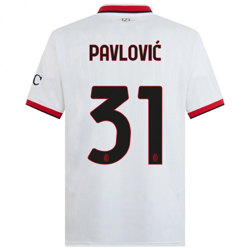 Danxen Men Strahinja Pavlović #31 White Black Red Away Jersey 2024/25 T-Shirt