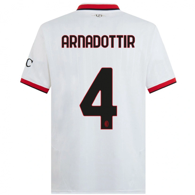 Danxen Men Guony Arnadottir #4 White Black Red Away Jersey 2024/25 T-Shirt