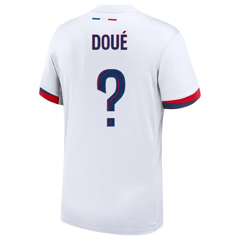 Danxen Men Gueladan Doué #0 White Blue Red Away Jersey 2024/25 T-Shirt