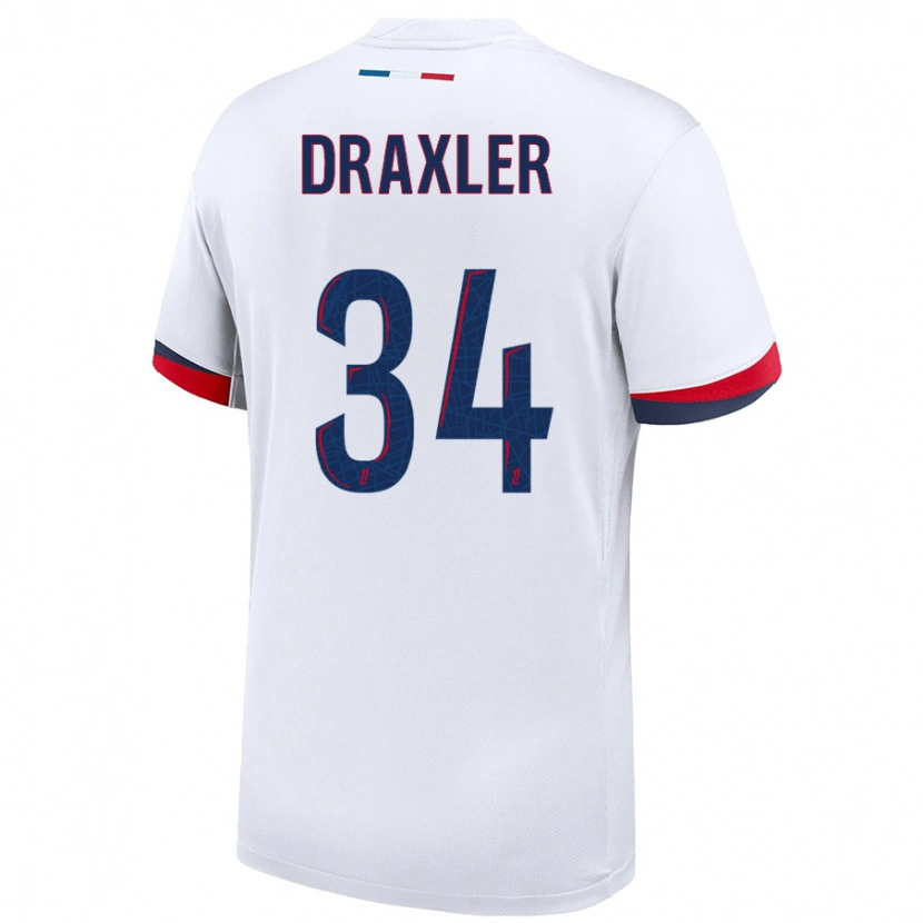 Danxen Men Julian Draxler #34 White Blue Red Away Jersey 2024/25 T-Shirt