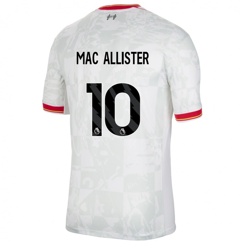 Danxen Men Alexis Mac Allister #10 White Red Black Third Jersey 2024/25 T-Shirt