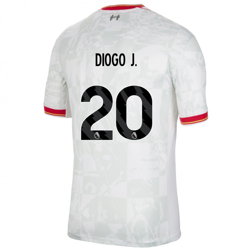 Danxen Men Diogo Jota #20 White Red Black Third Jersey 2024/25 T-Shirt