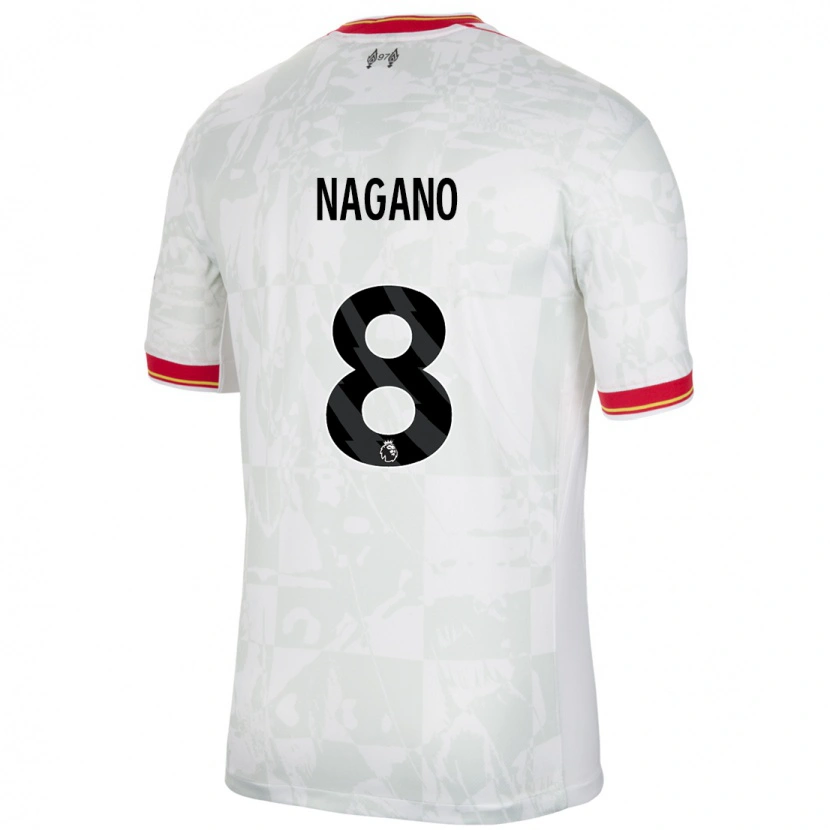 Danxen Men Fūka Nagano #8 White Red Black Third Jersey 2024/25 T-Shirt