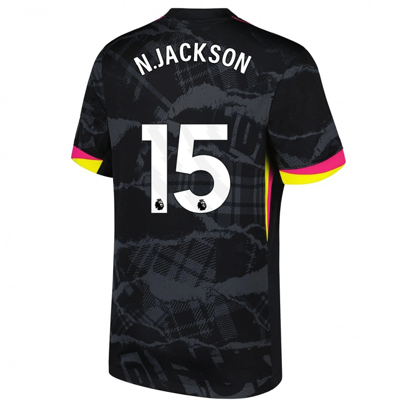 Danxen Men Nicolas Jackson #15 Black Pink Third Jersey 2024/25 T-Shirt