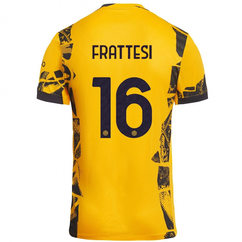 Danxen Men Davide Frattesi #16 Gold Black Third Jersey 2024/25 T-Shirt