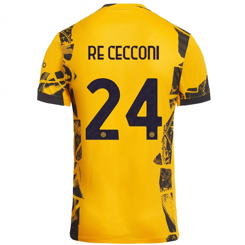 Danxen Men Gabriele Re Cecconi #24 Gold Black Third Jersey 2024/25 T-Shirt