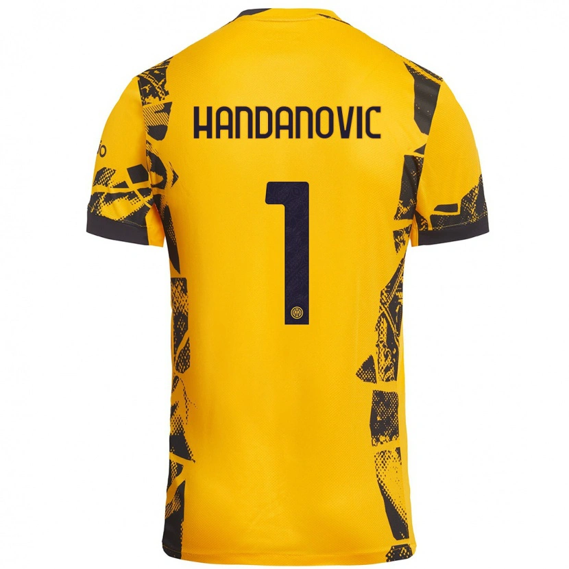 Danxen Men Samir Handanovic #1 Gold Black Third Jersey 2024/25 T-Shirt