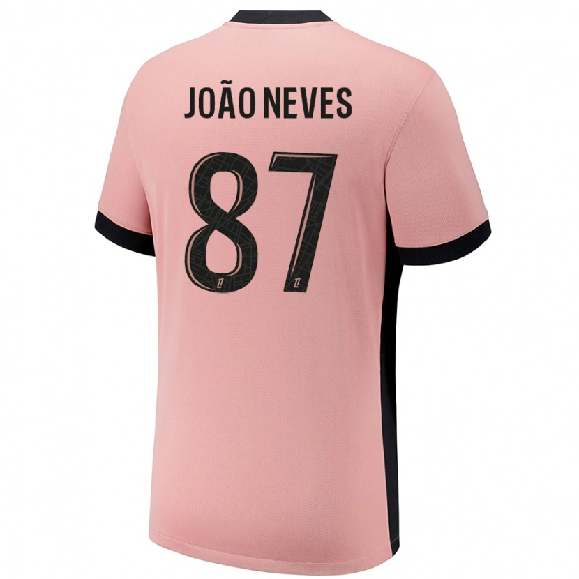 Danxen Men João Neves #87 Rust Pink Third Jersey 2024/25 T-Shirt