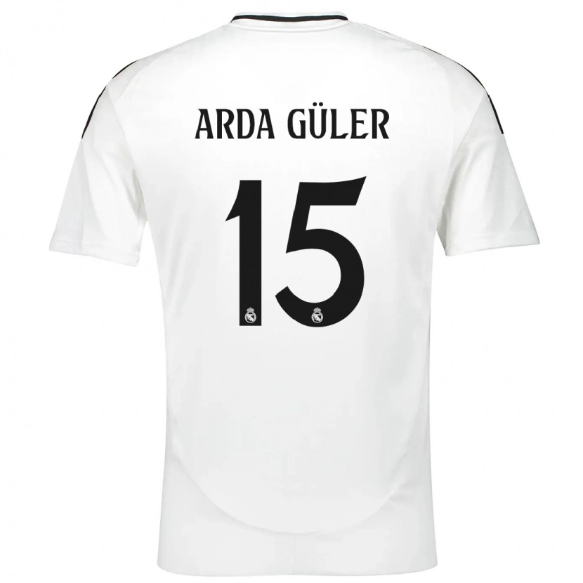 Danxen Women Arda Güler #15 White Home Jersey 2024/25 T-Shirt