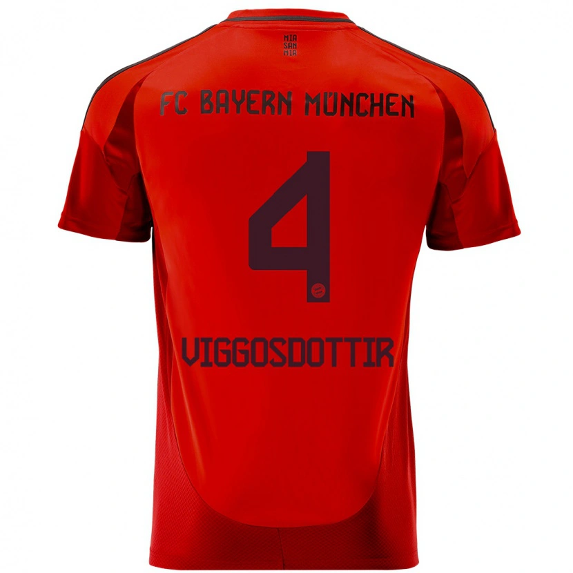 Danxen Women Glódís Perla Viggósdóttir #4 Red Home Jersey 2024/25 T-Shirt