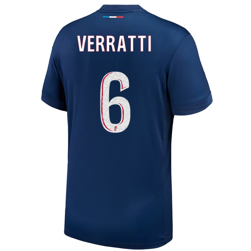 Danxen Women Marco Verratti #6 Navy Blue White Home Jersey 2024/25 T-Shirt