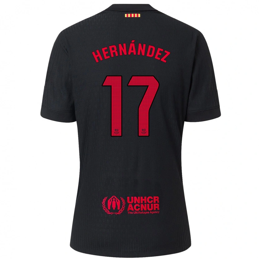 Danxen Women Juan Hernández #17 Black Red Away Jersey 2024/25 T-Shirt