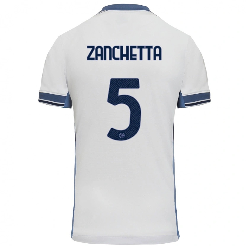 Danxen Women Mattia Zanchetta #5 White Grey Away Jersey 2024/25 T-Shirt