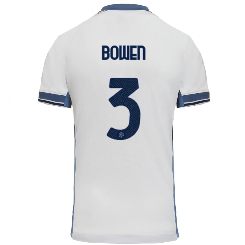 Danxen Women Katie Bowen #3 White Grey Away Jersey 2024/25 T-Shirt