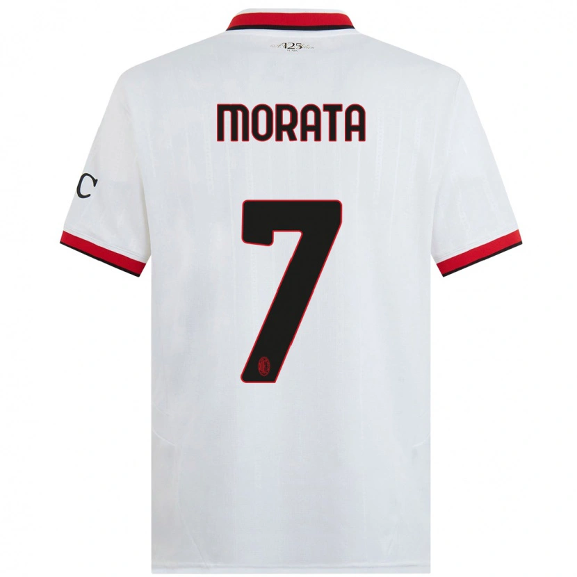 Danxen Women Álvaro Morata #7 White Black Red Away Jersey 2024/25 T-Shirt