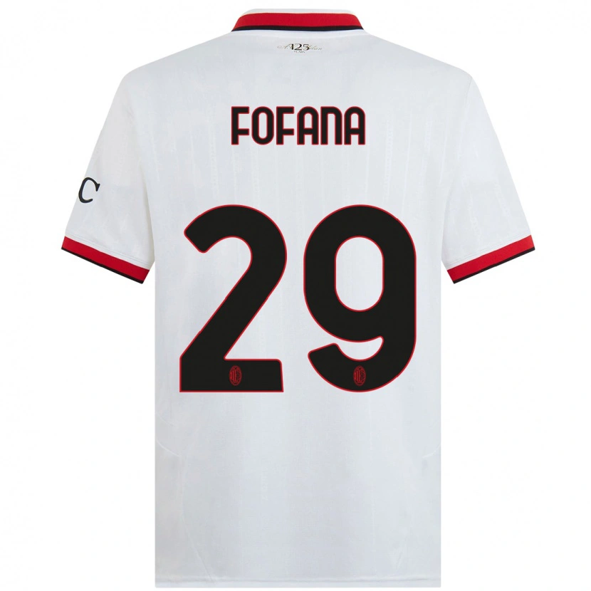 Danxen Women Youssouf Fofana #29 White Black Red Away Jersey 2024/25 T-Shirt