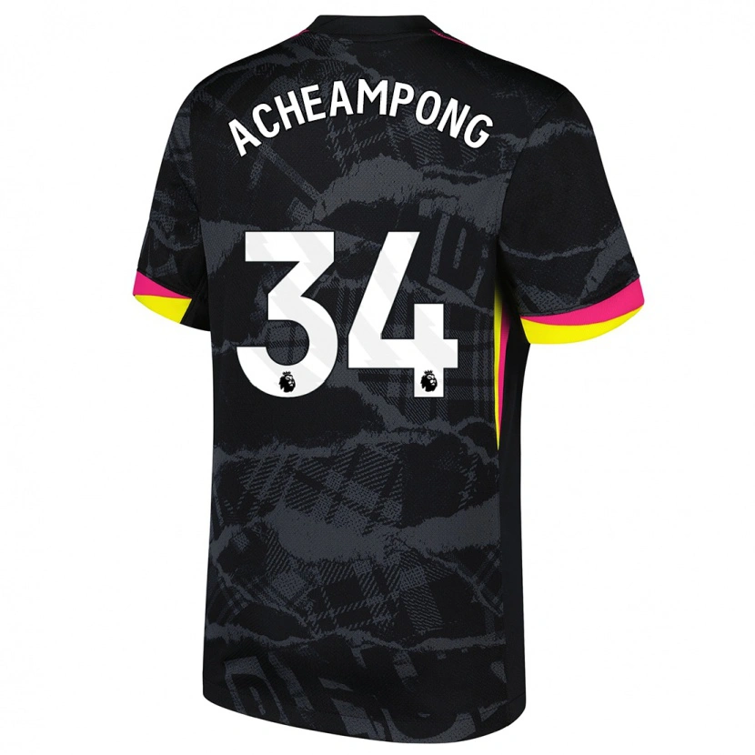 Danxen Women Josh Acheampong #34 Black Pink Third Jersey 2024/25 T-Shirt