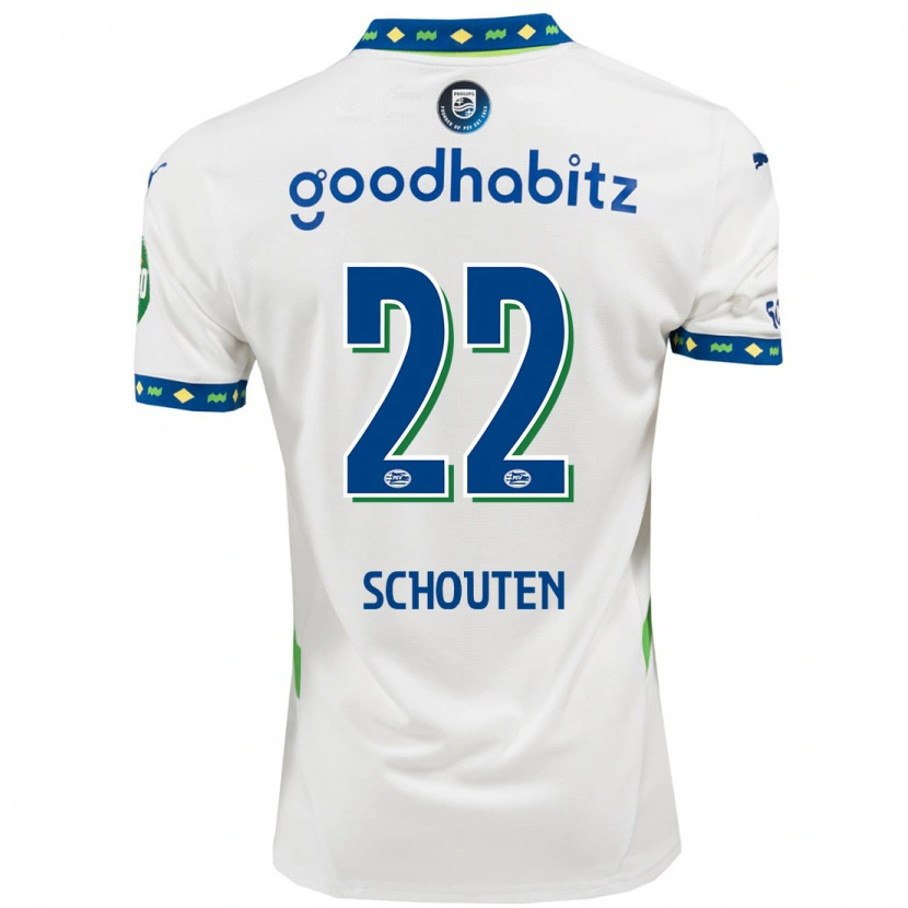 Danxen Women Jerdy Schouten #22 White Dark Blue Third Jersey 2024/25 T-Shirt