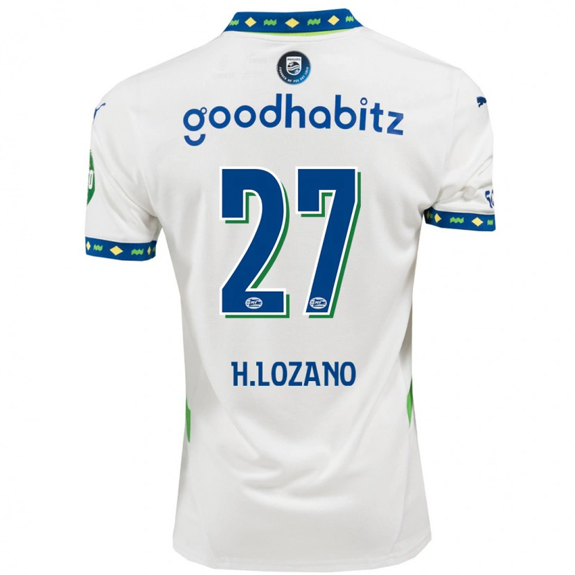 Danxen Women Hirving Lozano #27 White Dark Blue Third Jersey 2024/25 T-Shirt