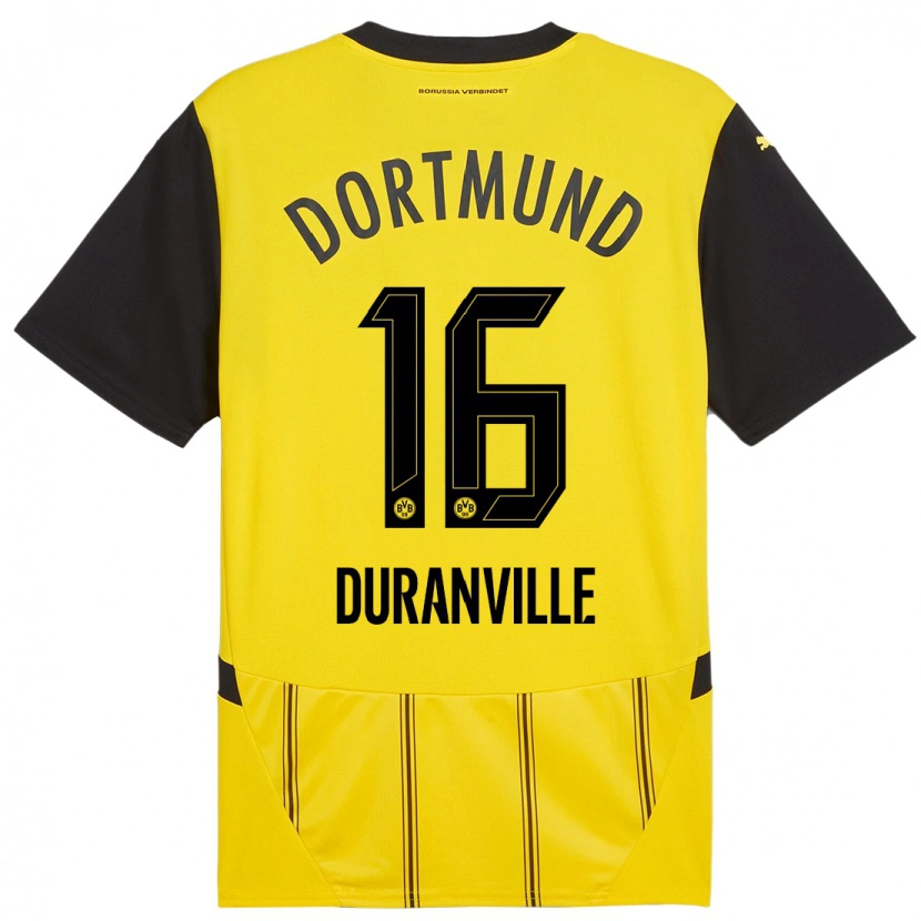 Danxen Kid Julien Duranville #16 Yellow Black Home Jersey 2024/25 T-Shirt