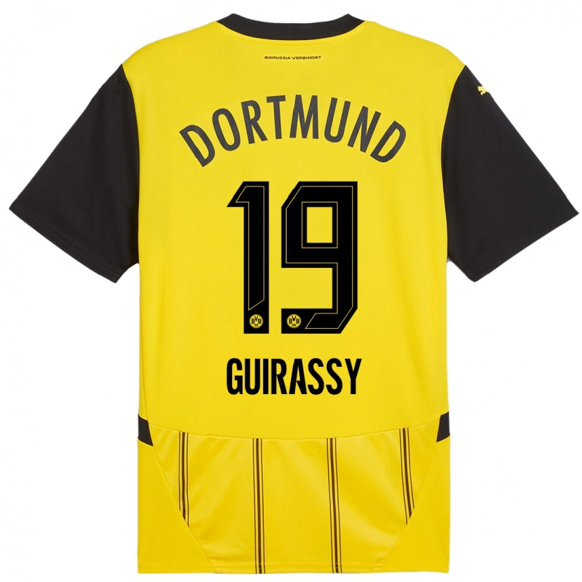 Danxen Kid Serhou Guirassy #19 Yellow Black Home Jersey 2024/25 T-Shirt