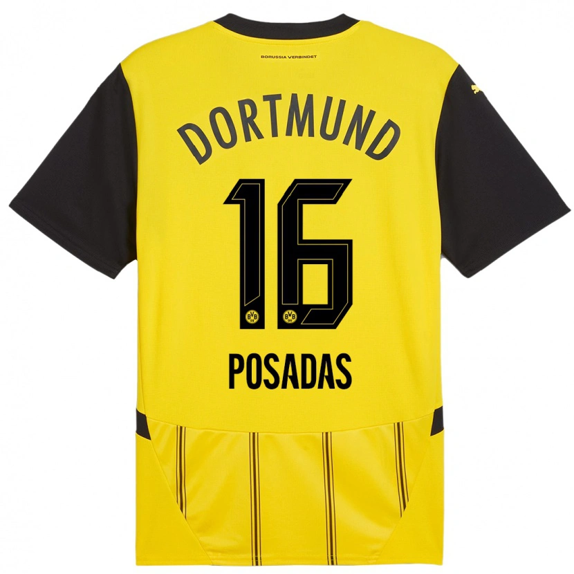 Danxen Kid Leonardo Posadas #16 Yellow Black Home Jersey 2024/25 T-Shirt