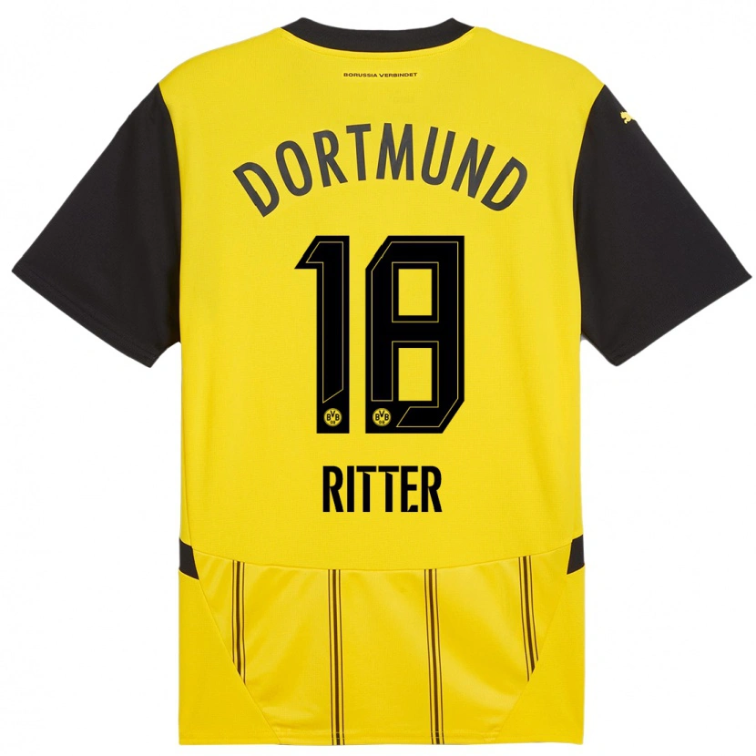 Danxen Kid Roméo Ritter #18 Yellow Black Home Jersey 2024/25 T-Shirt