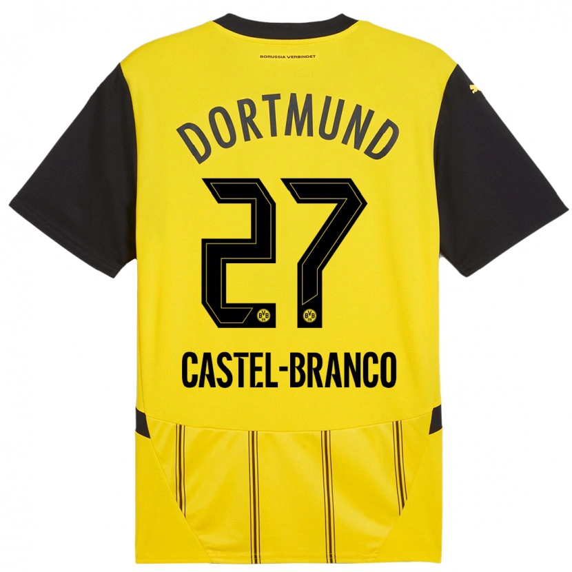 Danxen Kid Diego Castel-Branco #27 Yellow Black Home Jersey 2024/25 T-Shirt