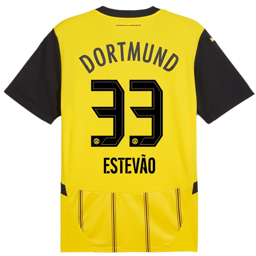 Danxen Kid Tiago Estêvão #33 Yellow Black Home Jersey 2024/25 T-Shirt