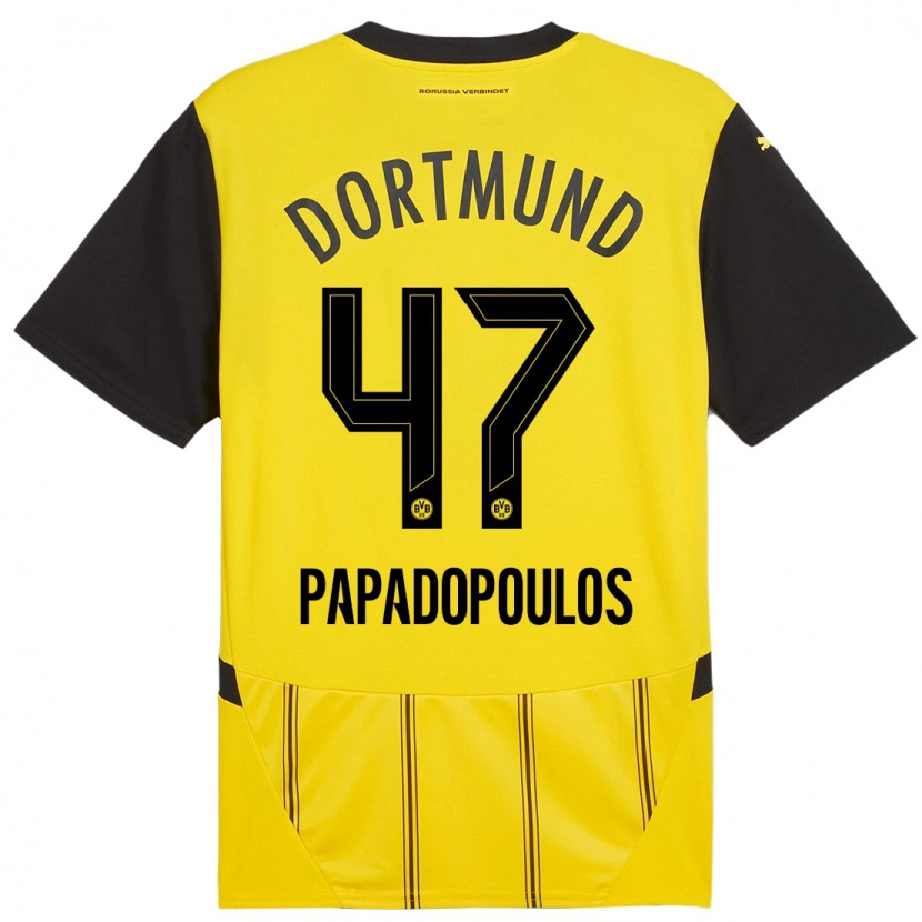 Danxen Kid Antonios Papadopoulos #47 Yellow Black Home Jersey 2024/25 T-Shirt