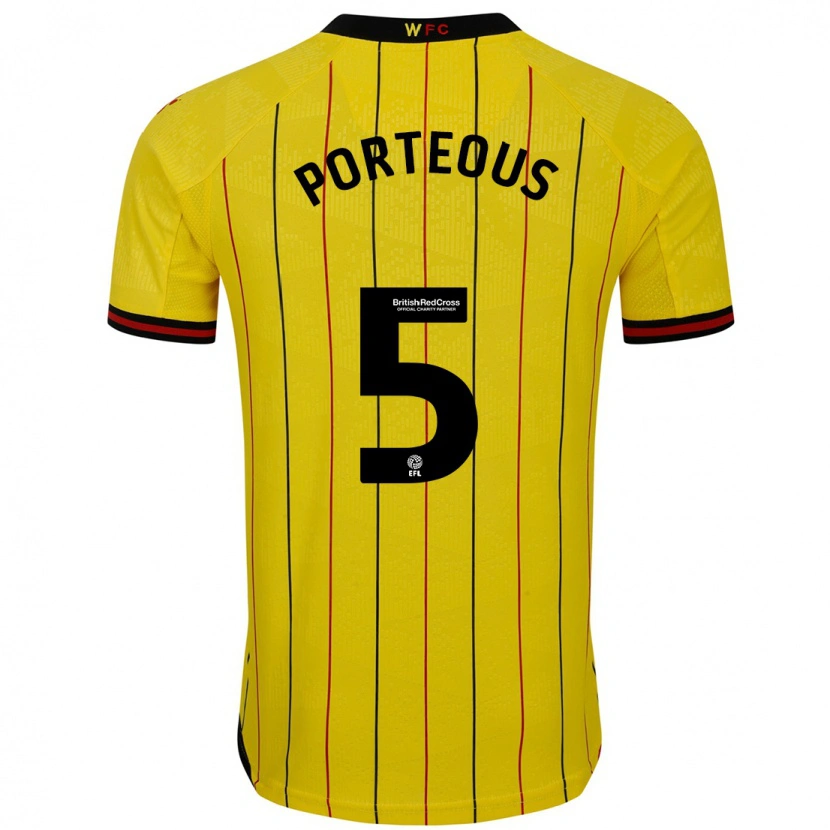 Danxen Kid Ryan Porteous #5 Yellow Black Home Jersey 2024/25 T-Shirt