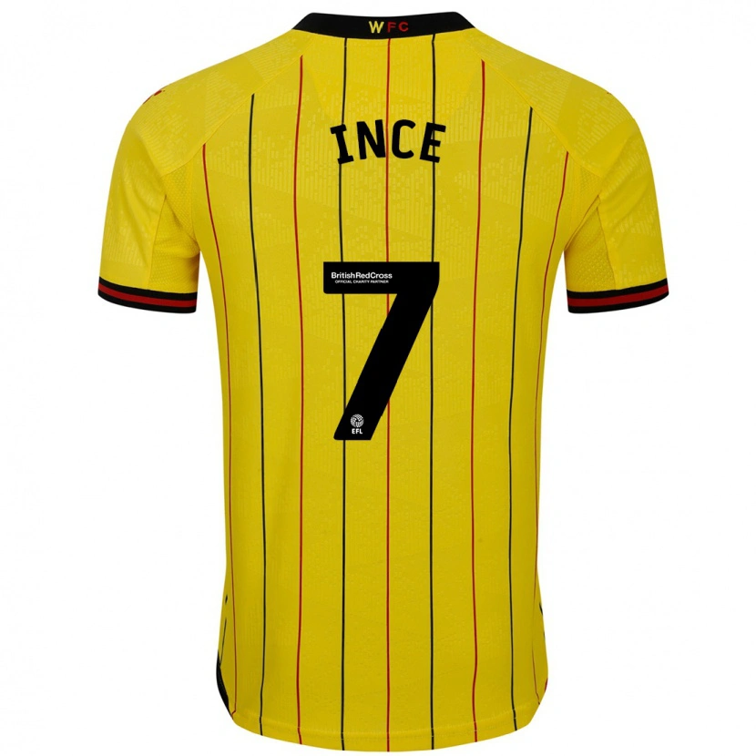 Danxen Kid Tom Ince #7 Yellow Black Home Jersey 2024/25 T-Shirt