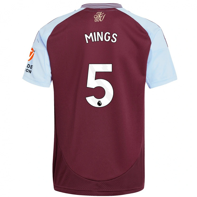 Danxen Kid Tyrone Mings #5 Burgundy Sky Blue Home Jersey 2024/25 T-Shirt