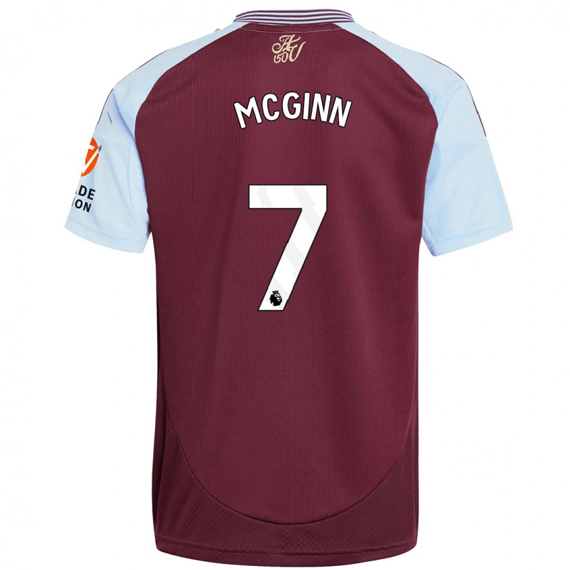 Danxen Kid John Mcginn #7 Burgundy Sky Blue Home Jersey 2024/25 T-Shirt