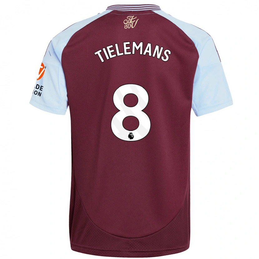 Danxen Kid Youri Tielemans #8 Burgundy Sky Blue Home Jersey 2024/25 T-Shirt