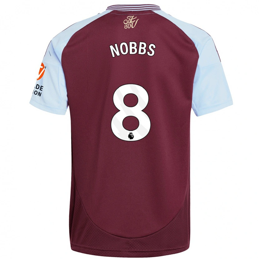 Danxen Kid Jordan Nobbs #8 Burgundy Sky Blue Home Jersey 2024/25 T-Shirt