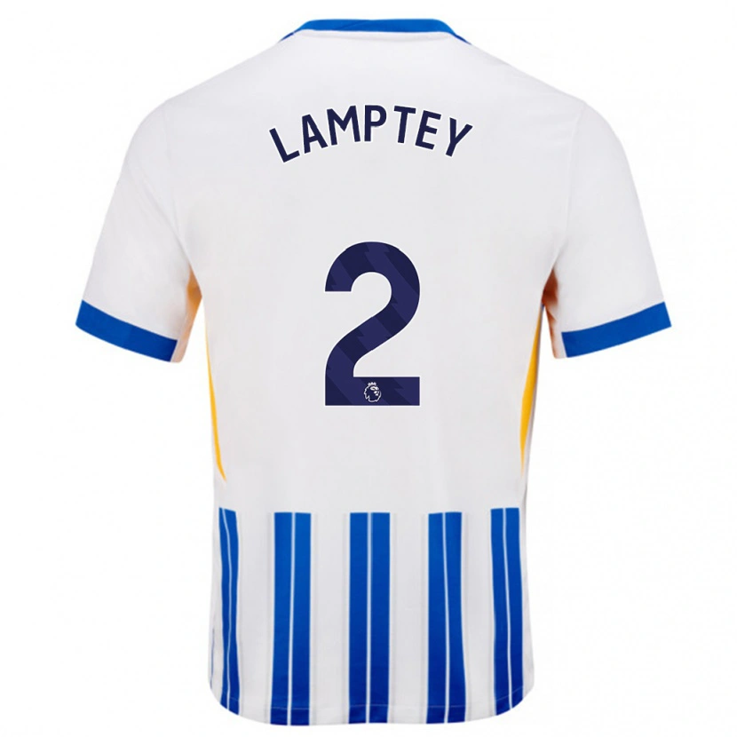 Danxen Kid Tariq Lamptey #2 White Blue Pinstripes Home Jersey 2024/25 T-Shirt