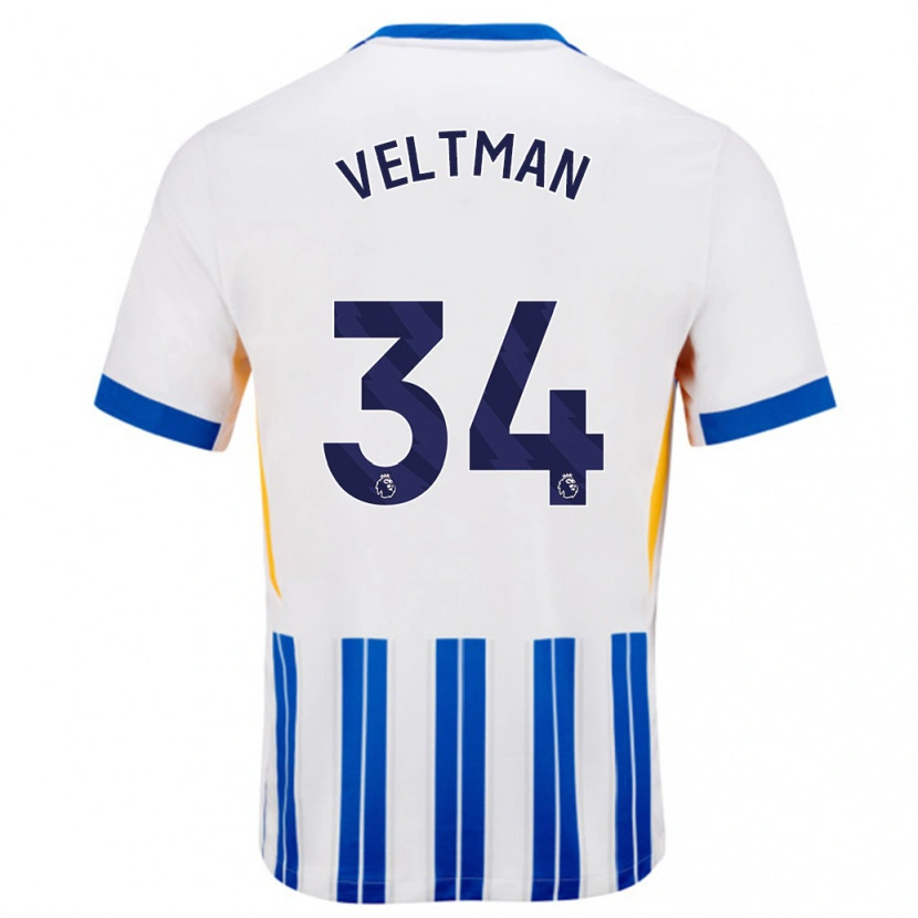 Danxen Kid Joël Veltman #34 White Blue Pinstripes Home Jersey 2024/25 T-Shirt