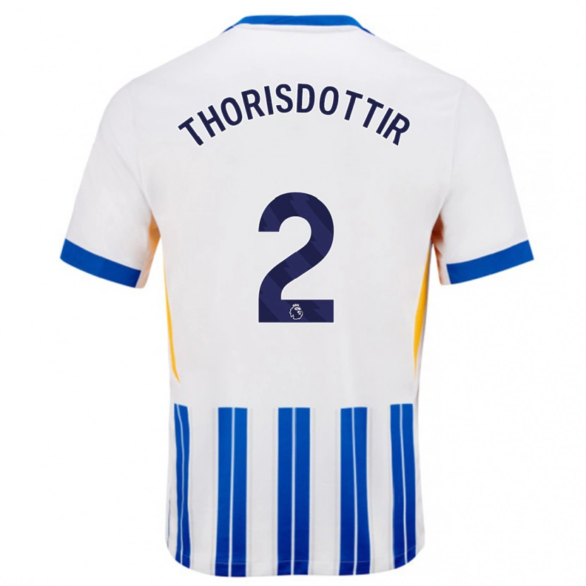 Danxen Kid Maria Thorisdottir #2 White Blue Pinstripes Home Jersey 2024/25 T-Shirt