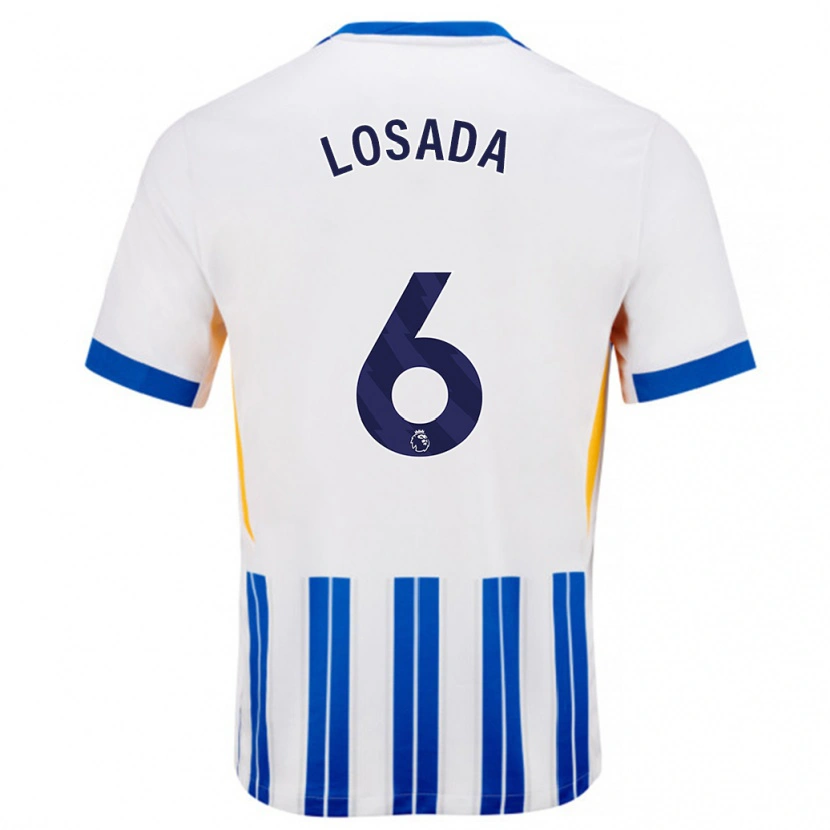 Danxen Kid Vicky Losada #6 White Blue Pinstripes Home Jersey 2024/25 T-Shirt