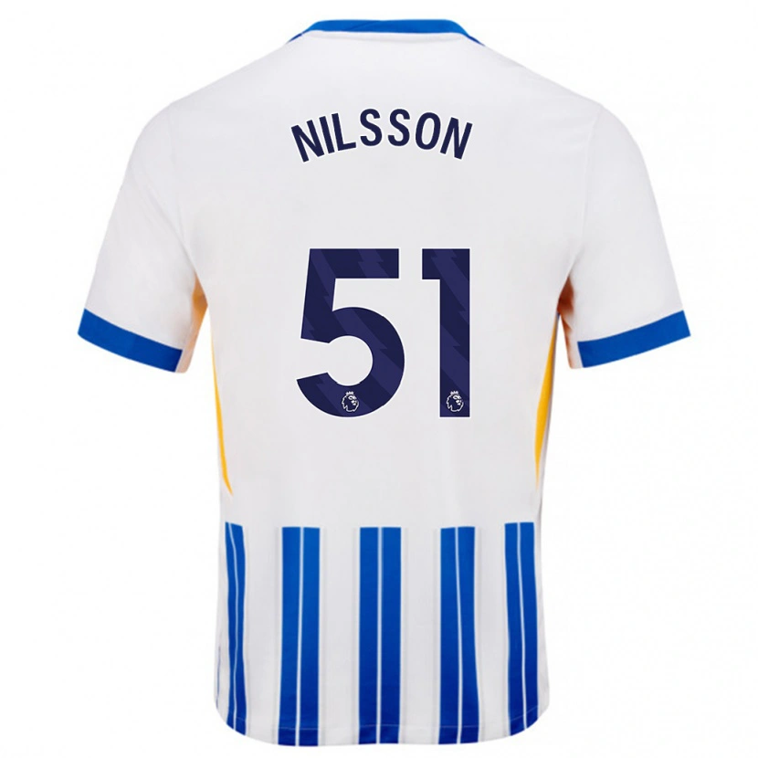 Danxen Kid Casper Nilsson #51 White Blue Pinstripes Home Jersey 2024/25 T-Shirt