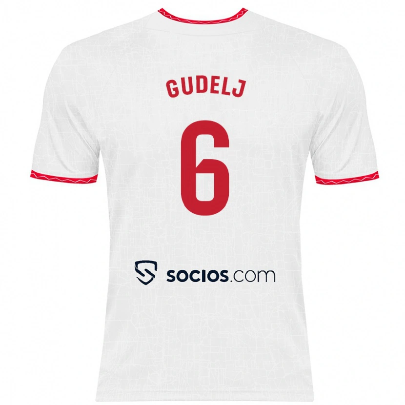 Danxen Kid Nemanja Gudelj #6 White Red Home Jersey 2024/25 T-Shirt