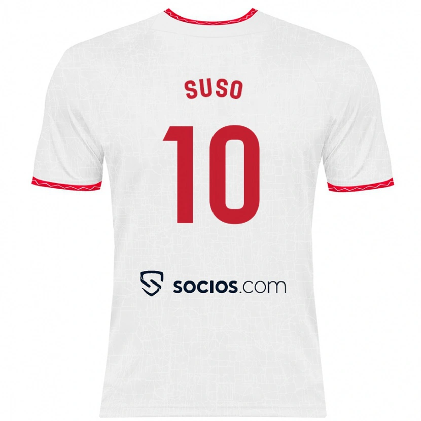 Danxen Kid Suso #10 White Red Home Jersey 2024/25 T-Shirt