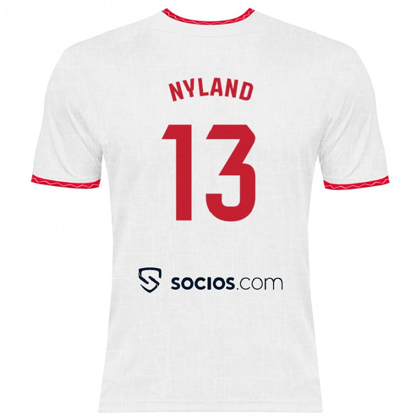 Danxen Kid Ørjan Nyland #13 White Red Home Jersey 2024/25 T-Shirt