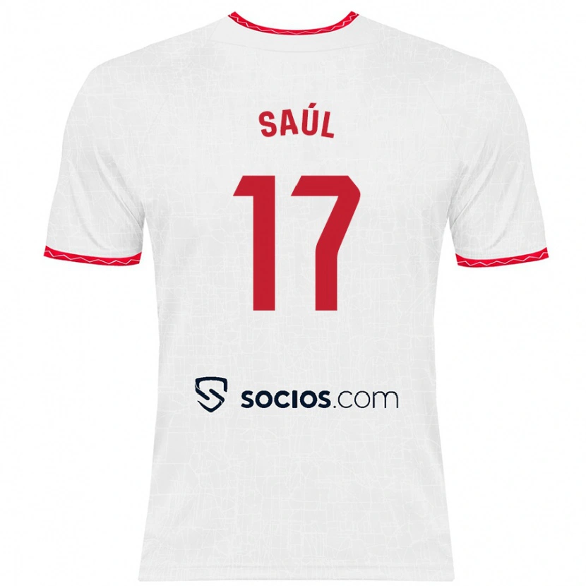 Danxen Kid Saúl Ñíguez #17 White Red Home Jersey 2024/25 T-Shirt