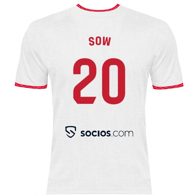 Danxen Kid Djibril Sow #20 White Red Home Jersey 2024/25 T-Shirt