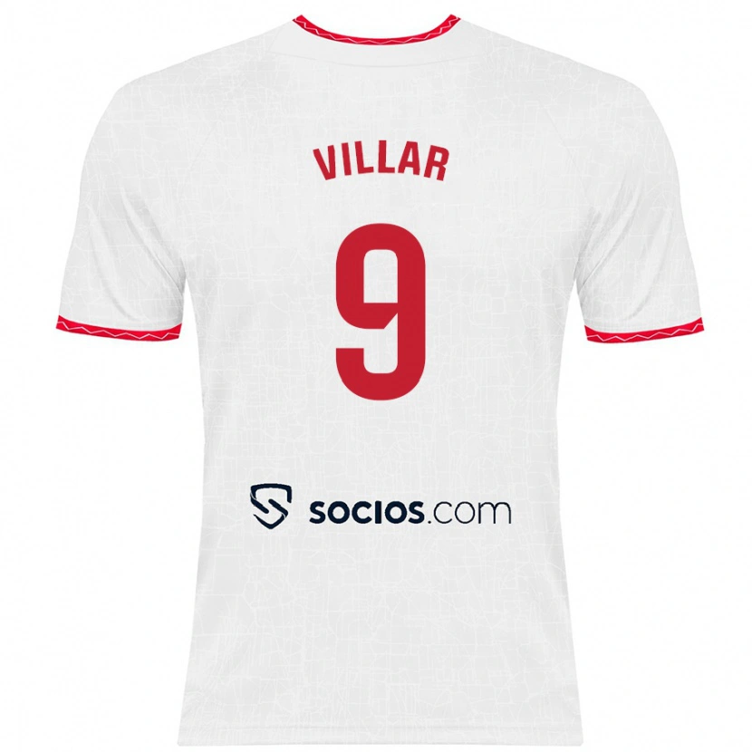 Danxen Kid Iker Villar #9 White Red Home Jersey 2024/25 T-Shirt