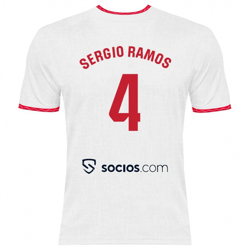 Danxen Kid Sergio Ramos #4 White Red Home Jersey 2024/25 T-Shirt